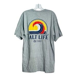 Salt Life Mens Graphic‎ T Shirt Gray Short Sleeve Est 2003 Wave Logo Size L